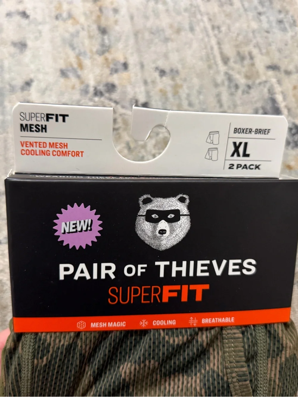 Pair of Thieves Men’s Mesh Boxer Briefs — Olive Camo & Black mens XL
